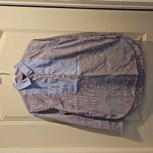 J. Crew Long-Sleeve Gray, Blue, White Striped Blouse (4P, petite small)